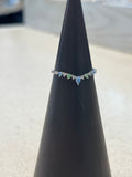 Delicate Rhinestone V Ring (Silver)