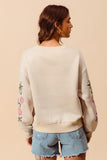 Floral Embroidered Pullover (Oatmeal)