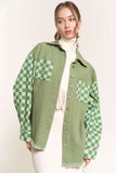 Sage Checker Sleeve Jacket