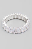 Oval Rhinestone Eternity Ring (Silver)