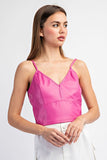 Night Out Vegan Leather Tank (Pink)