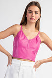 Night Out Vegan Leather Tank (Pink)