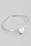 Opal Heart Adjustable Ring (Silver)