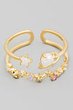 Delicate Double Band Star Adjustable Ring (Gold)