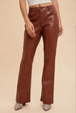 Ashton Vegan Leather Flare Pants (Cognac)