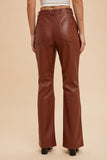 Ashton Vegan Leather Flare Pants (Cognac)