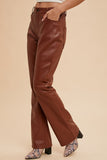 Ashton Vegan Leather Flare Pants (Cognac)