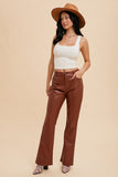 Ashton Vegan Leather Flare Pants (Cognac)