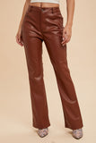 Ashton Vegan Leather Flare Pants (Cognac)