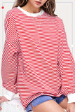 Sara Stripped Long Sleeve Top (Tomato)