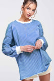 Sara Stripped Long Sleeve Top (Royal Blue)