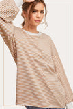 Sara Stripped Long Sleeve Top (Latte)