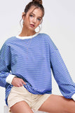 Sara Stripped Long Sleeve Top (Royal Blue)