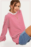 Sara Stripped Long Sleeve Top (Tomato)