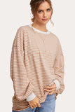 Sara Stripped Long Sleeve Top (Latte)