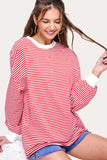 Sara Stripped Long Sleeve Top (Tomato)