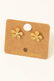 Gold Dipped Dainty Floral Stud Earrings (Gold)