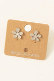 Gold Dipped Dainty Floral Stud Earrings (Silver)