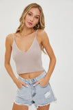 Fine Line Knit Tank (Taupe)