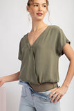 V Neck Surplice Bodysuit (Olive)