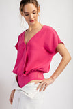 V Neck Surplice Bodysuit (Pink)