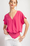 V Neck Surplice Bodysuit (Pink)