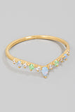 Delicate Rhinestone V Ring (Gold)