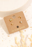 Star Moon Stud Earrings Set (Gold)