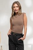 Carrie Mock Neck Bodysuit (Mocha)