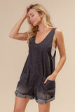 Cora Denim Overall Romper (Charcoal)