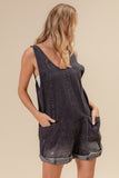 Cora Denim Overall Romper (Charcoal)