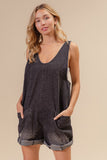 Cora Denim Overall Romper (Charcoal)