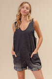 Cora Denim Overall Romper (Charcoal)