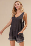 Cora Denim Overall Romper (Charcoal)