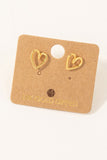 Gold Dipped Wire Heart Stud Earrings (Gold)