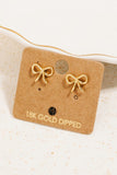 Gold Dipped Wire Ribbon Bow Stud Earrings (Gold)