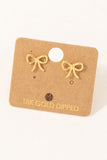 Gold Dipped Wire Ribbon Bow Stud Earrings (Gold)