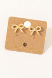 Pave Ribbon Bow Stud Earrings (Gold)