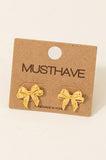 Knotted Ribbon Bow Stud Earrings(Gold)