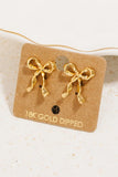 Ribbon Bow Stud Earrings (Gold)