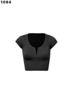 Dynamic Notched Crop Tee (Black)