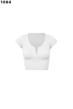 Dynamic Notched Crop Tee (White)