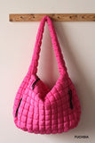 Oversized Quilted Puffer Bag (Fuschia)