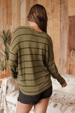 Rylie Striped V Neck Top (Green)