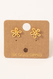 Wire Flower Stud Earrings (Gold)