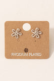 Wire Flower Stud Earrings (Silver)