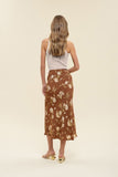 Anaya Floral Midi Skirt (Brown)