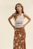 Anaya Floral Midi Skirt (Brown)