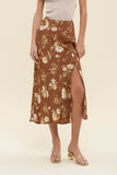 Anaya Floral Midi Skirt (Brown)