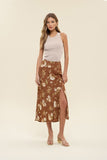 Anaya Floral Midi Skirt (Brown)